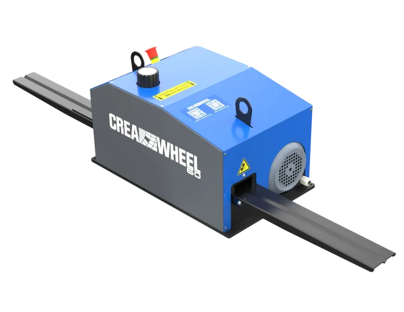 Rendering der CREA-WHEEL 60 Basic von hinten, Motorseite mit Not-Aus und Einstellknopf auf der Oberseite